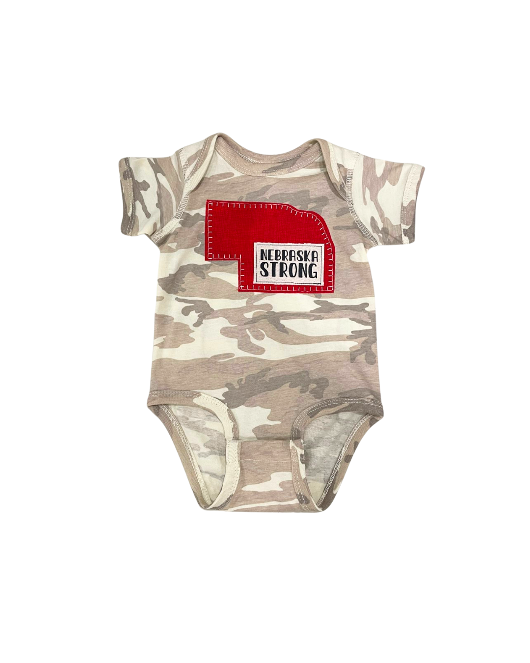 Nebraska Strong Natural Camo Onesie