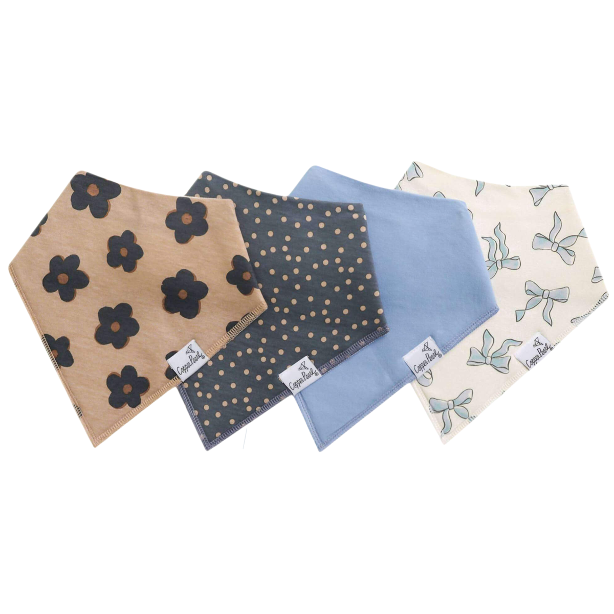 Copper Pearl Bandana Bib 4-Pack / Gemma in Tan