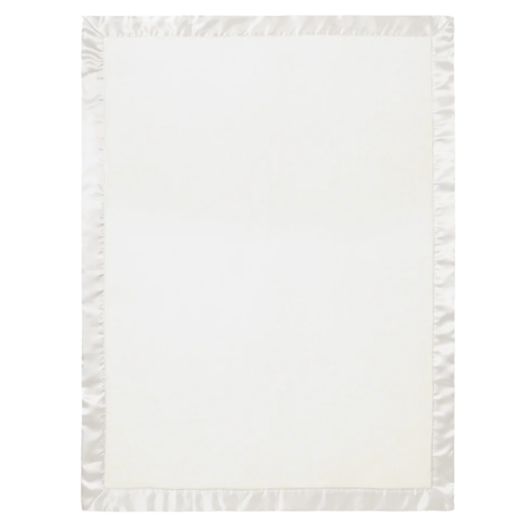 Elegant Baby Satin Trim Flannel Fleece Blanket (30x40) / White