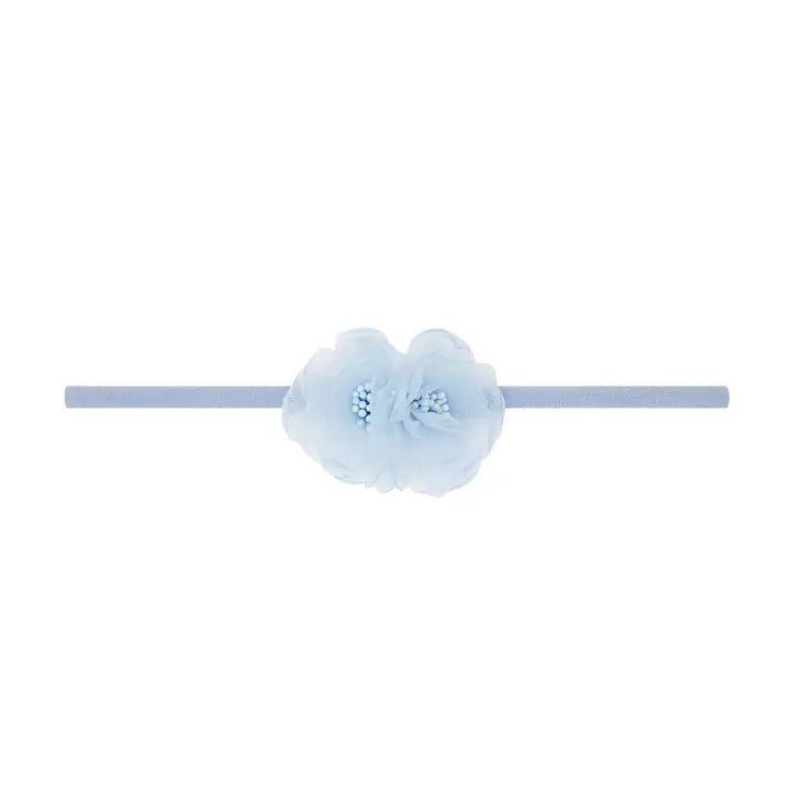 Baby Bling Flower Skinny Headband / Mini Magnolia - Dusty Blue