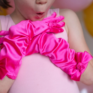Hot Pink Princess Gloves with Bow
