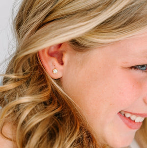 Pierced Flower Opal Earrings