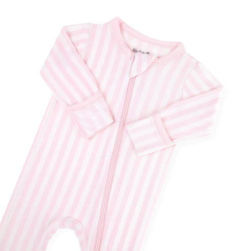 Kyte Baby Zippered Footie / Small Sakura Stripe