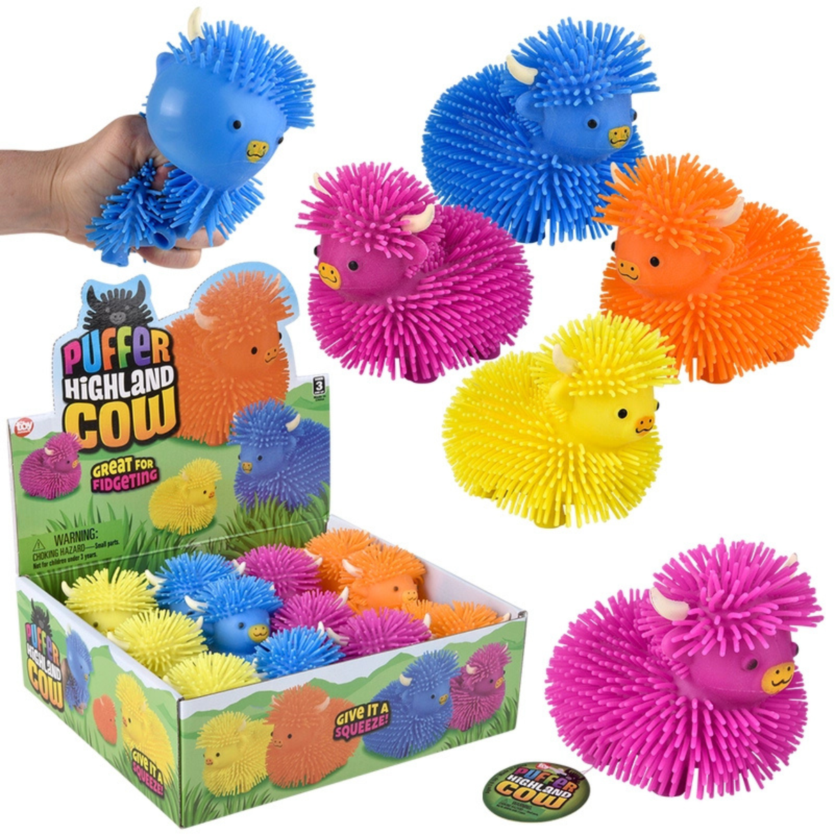 4" Highland Cow Puffer Squeeze Toy