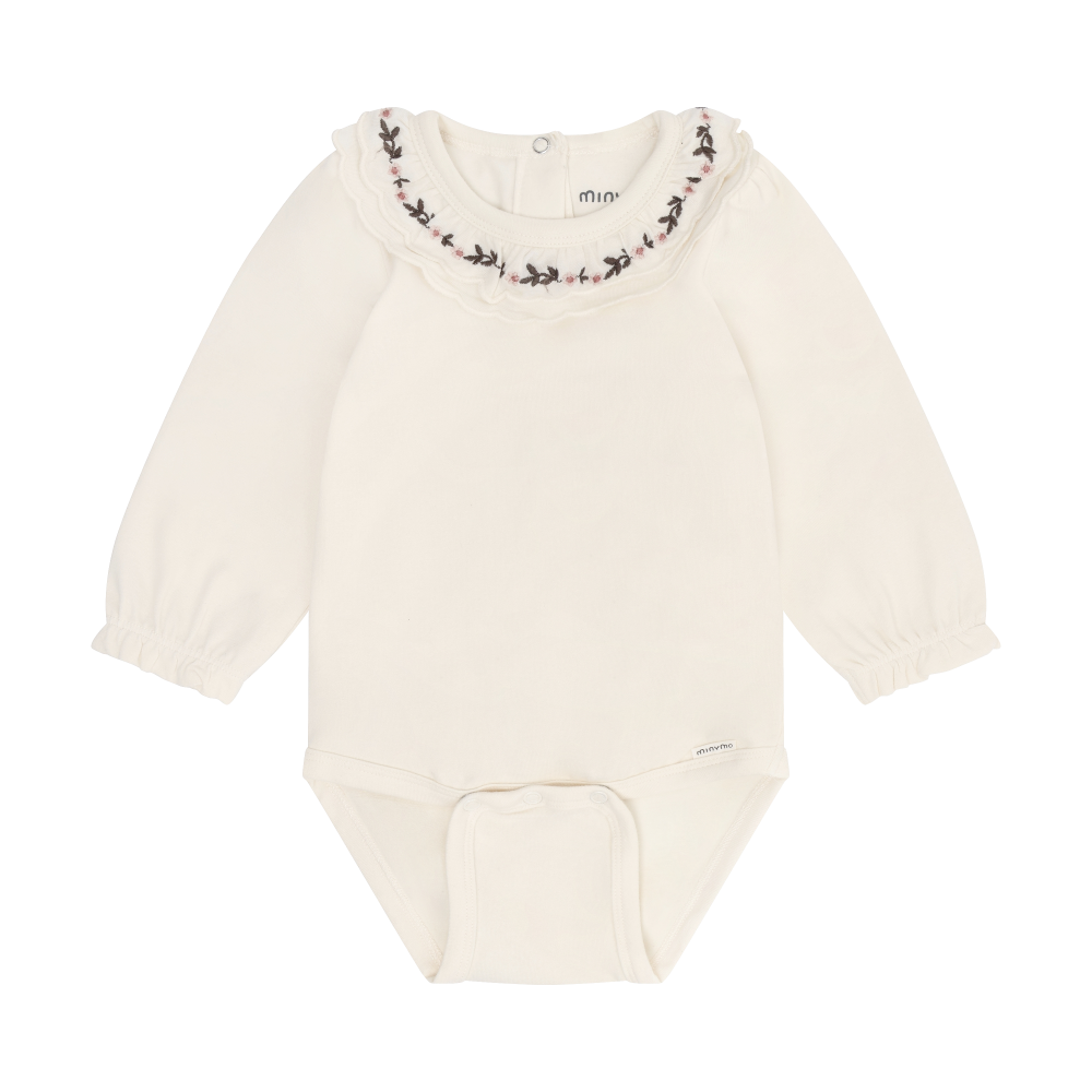 Minymo Floral Collar Bodysuit / Seed Pearl