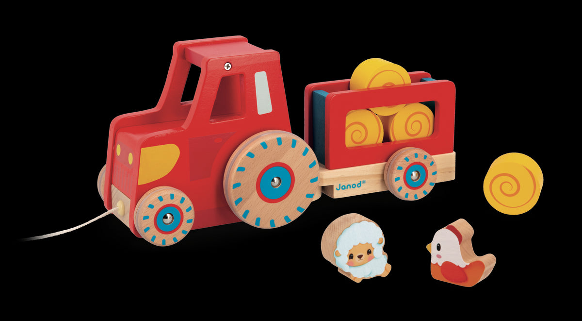 Janod Wooden Pull-Along Tractor Set