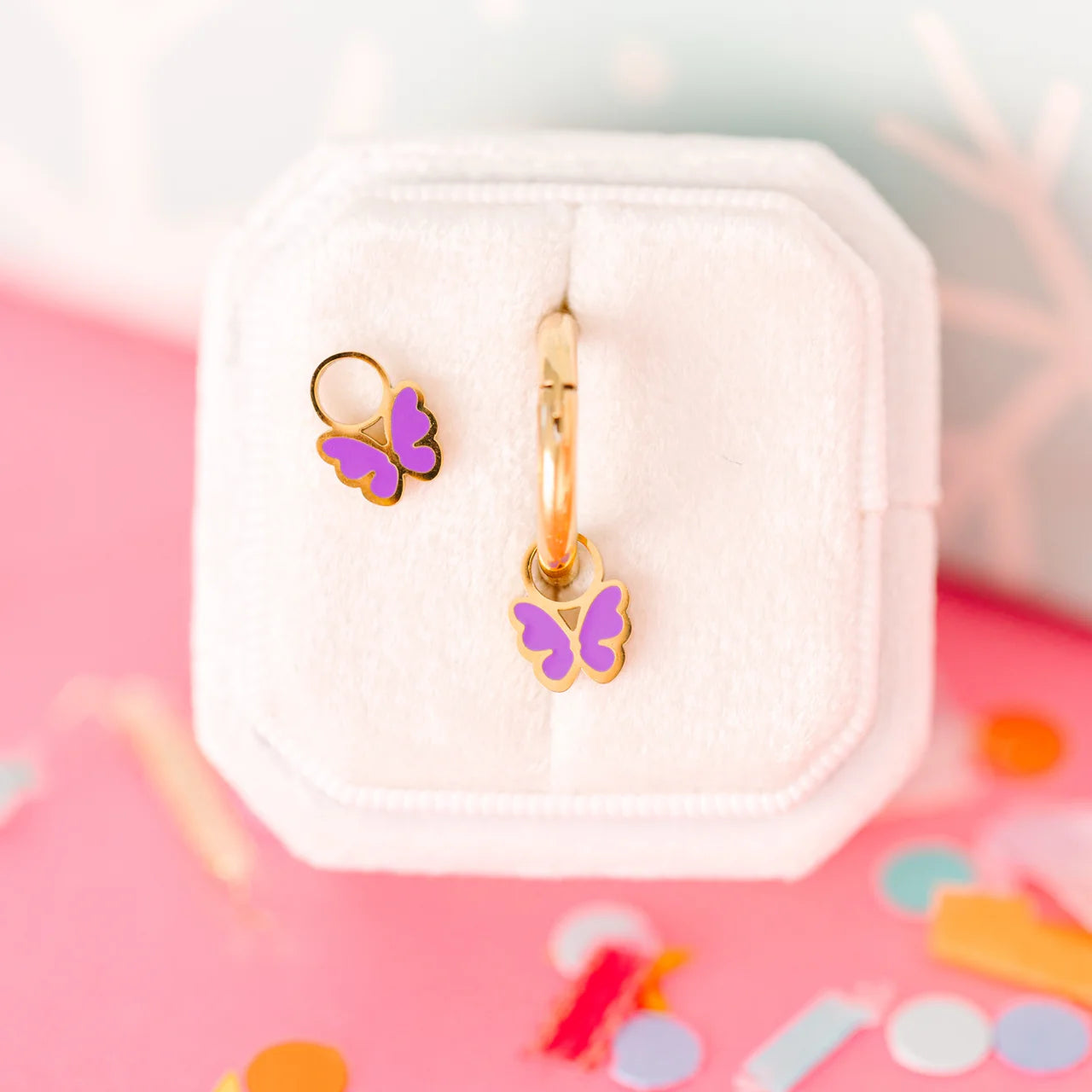 Pierced Purple Butterfly Earring Charms