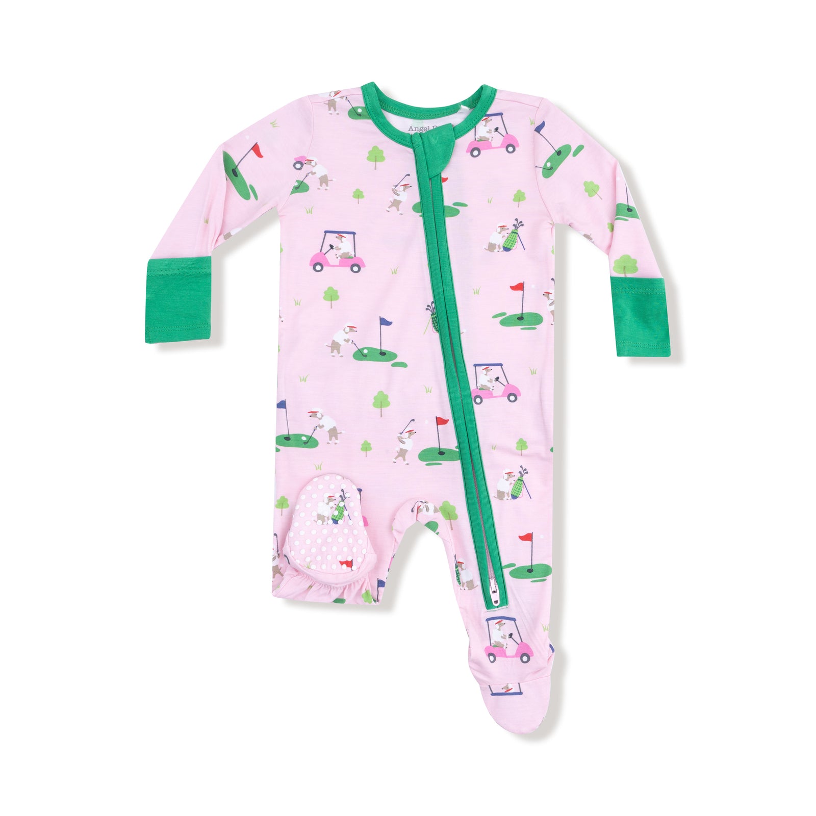 Pink Dog Gone Golf 2 Way Ruffle Zipper Footie