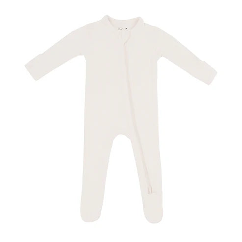 Kyte Baby Ribbed Zippered Footie / Oat