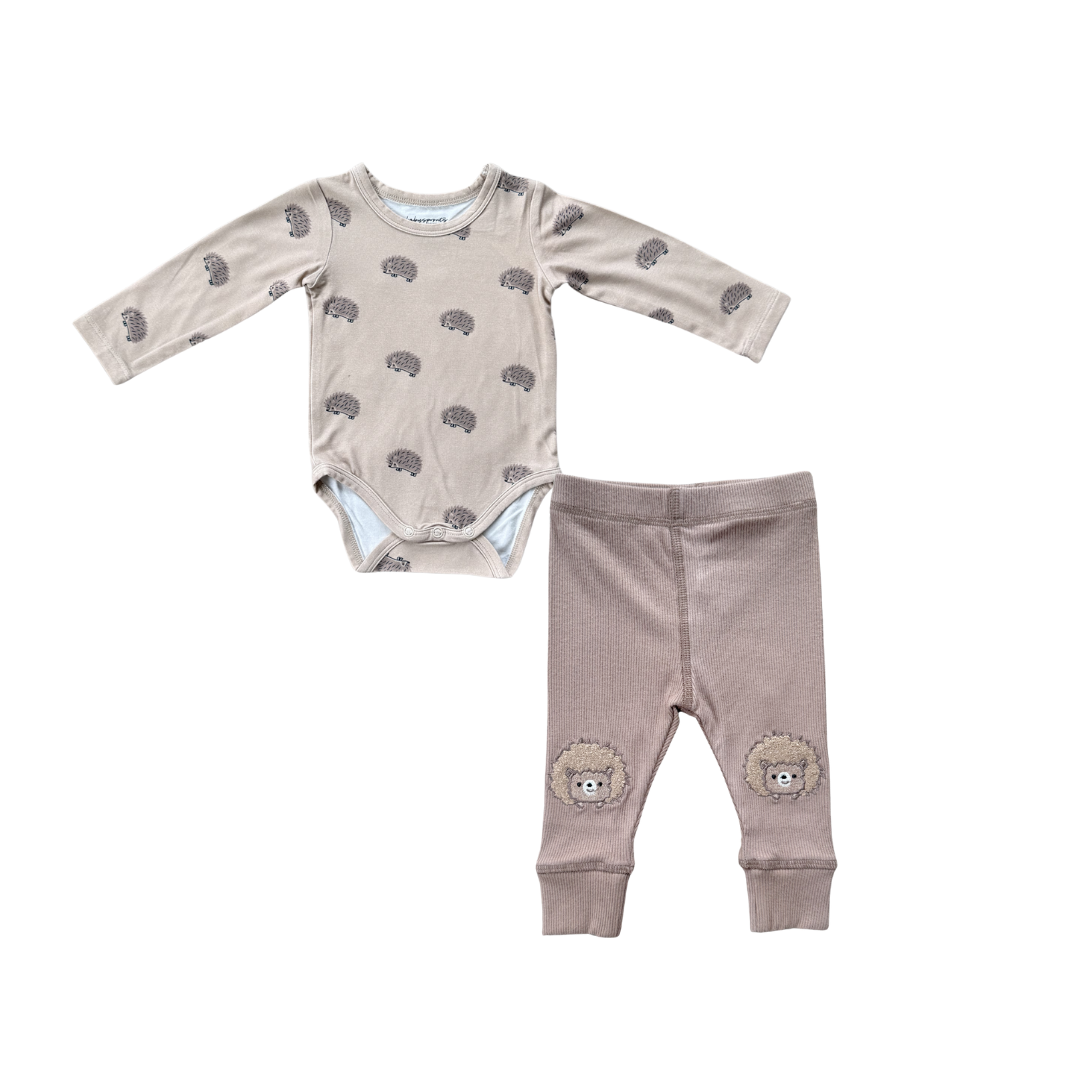 Babysprouts Hedgehog Bodysuit + Ribbed Leggings Set