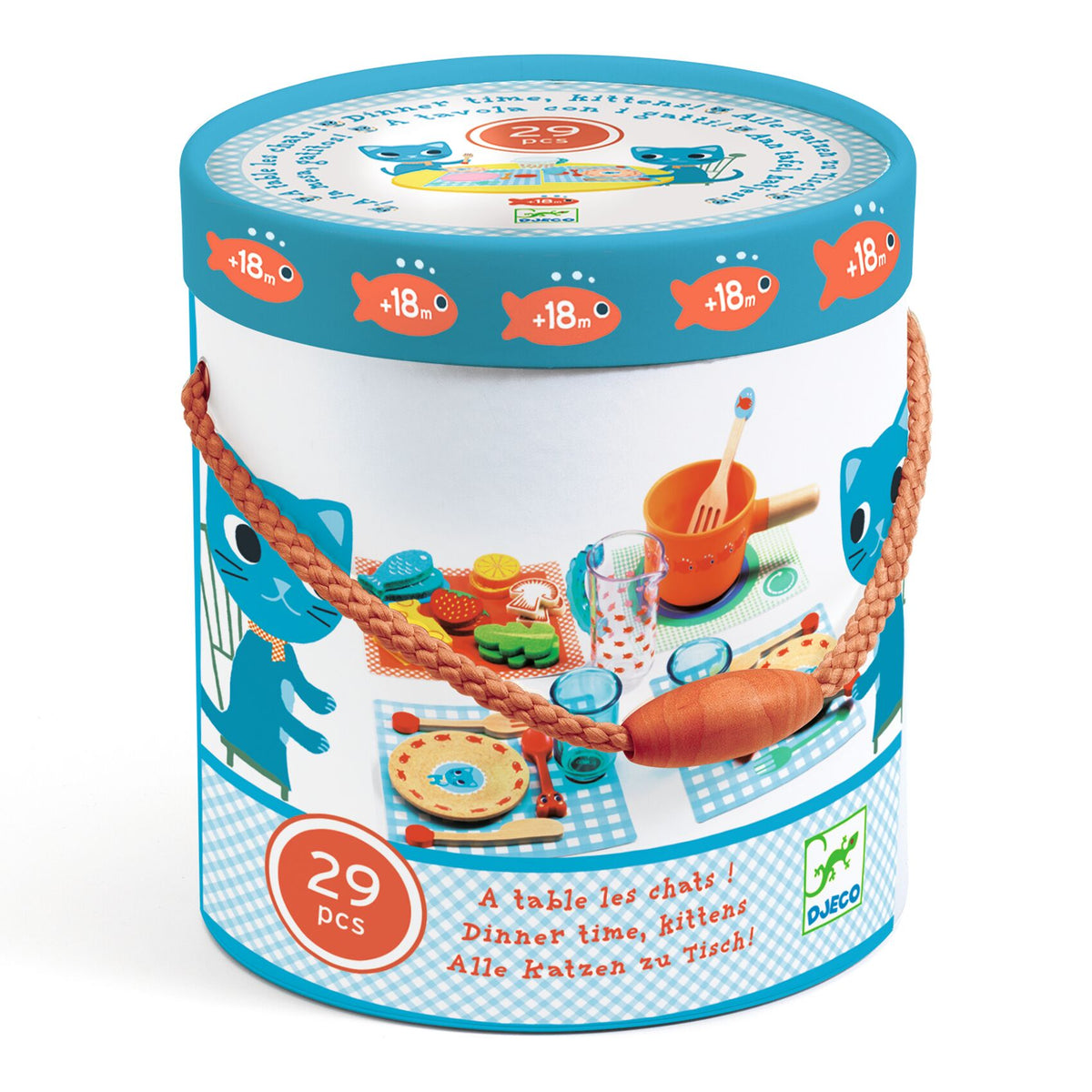 Wooden/Felt Kitten's Dinner Time Play Set