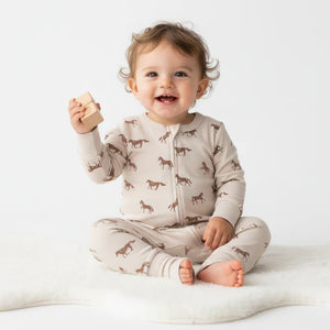 Organic 2-Way Zip Romper / Horses