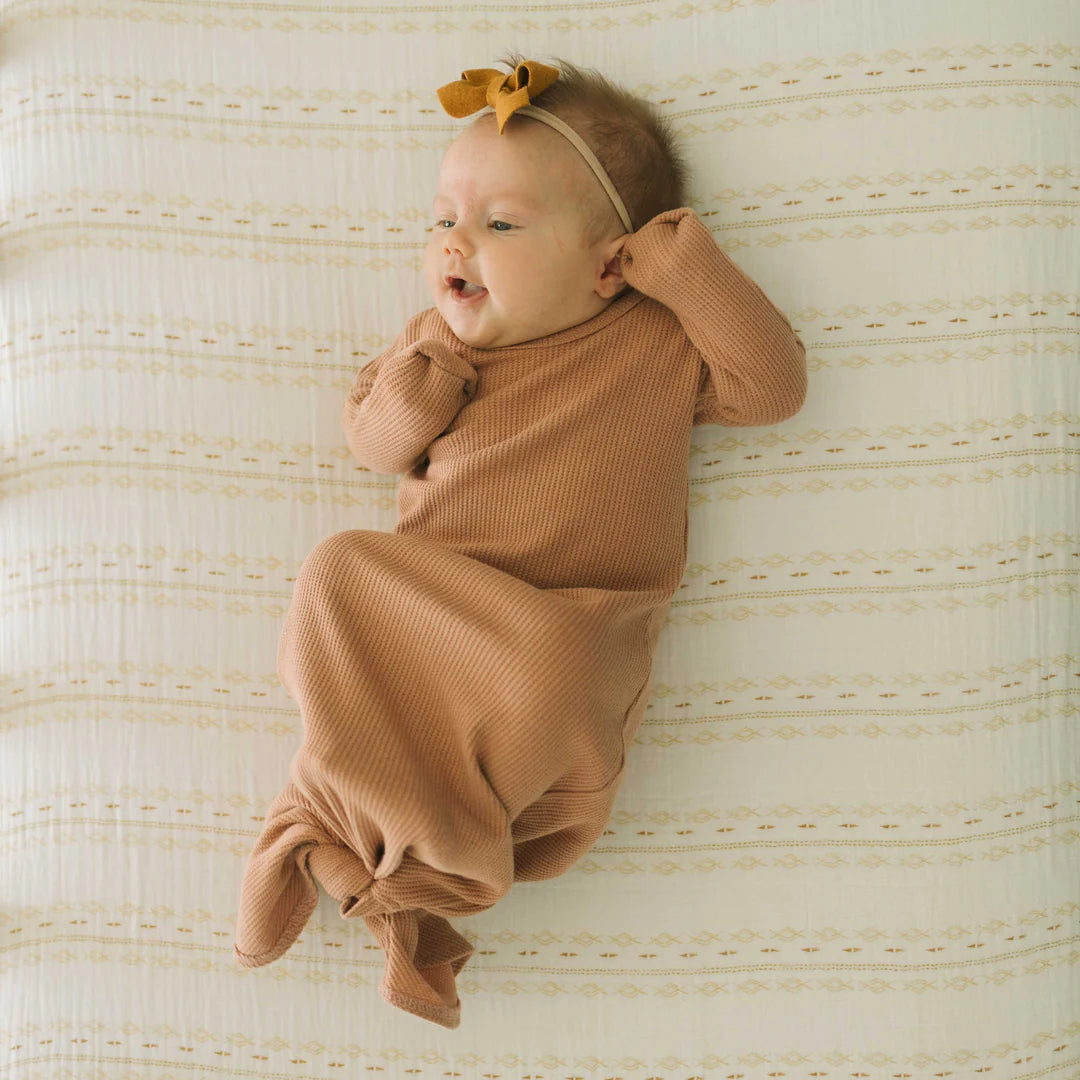 Little Unicorn Cotton Muslin Crib Sheet / Gold Diamond Stripe