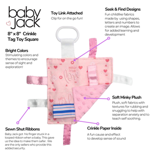 Baby Jack Crinkle Tag Square 8"x8" / Baby Girl