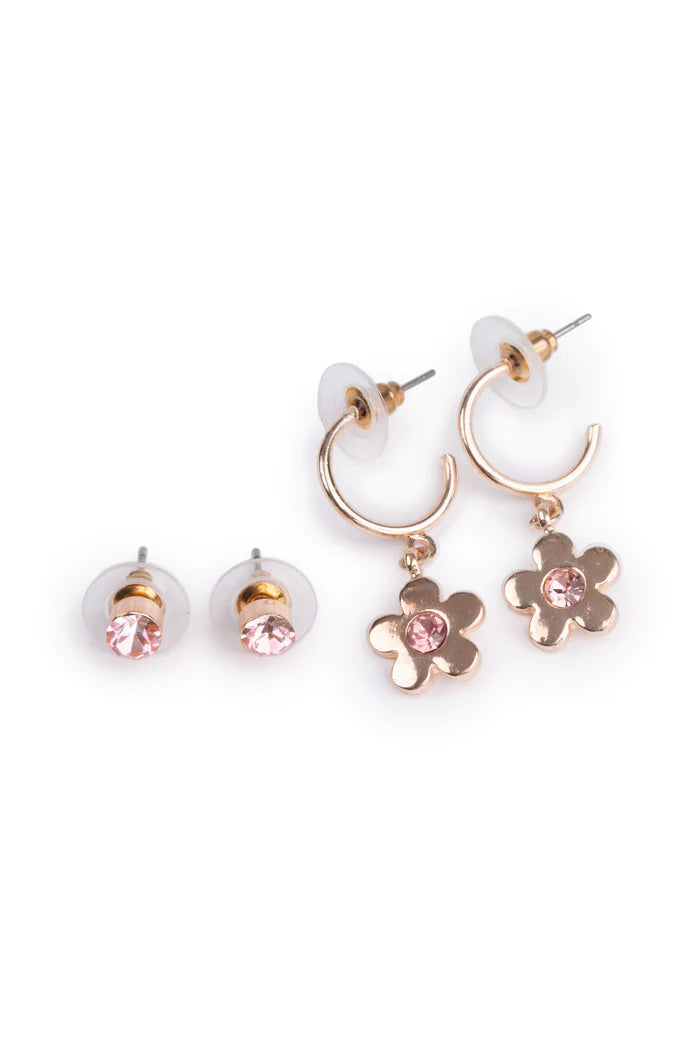 Chic Bejewelled Blooms Earrings Set