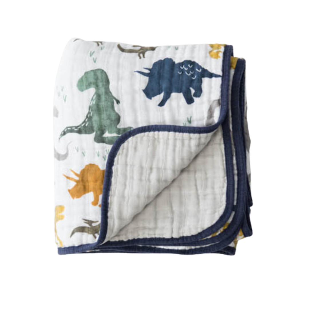 Little Unicorn Cotton Muslin Original Quilt (47"x47") / Dino Friends