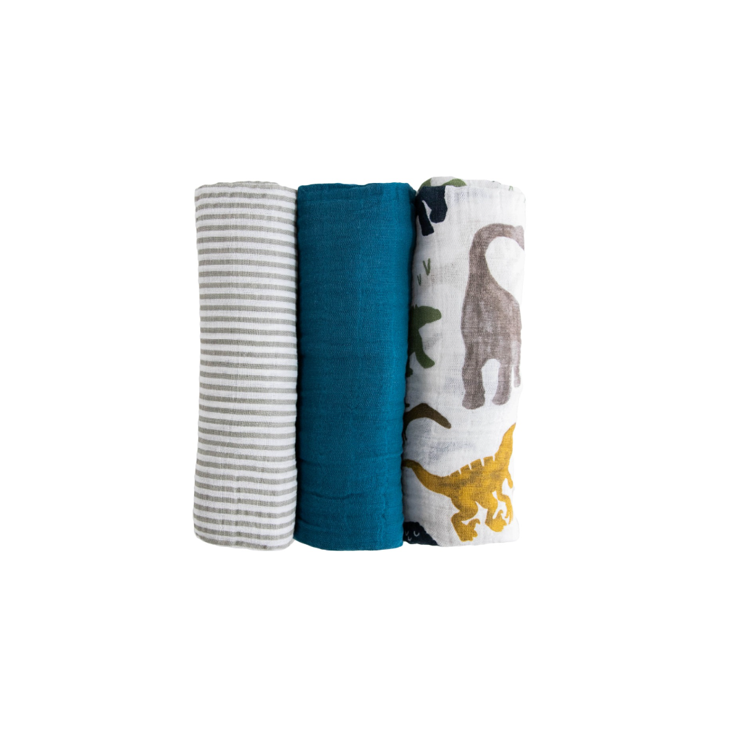 Little Unicorn Cotton Muslin Swaddle Set / Dino Friends