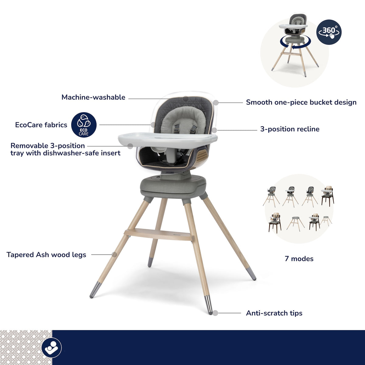 Maxi-Cosi Kindred Collection Kiskadee 360 Rotating Highchair