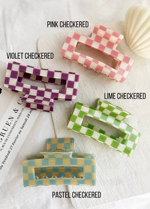 Betty Checkered Jumbo Hair Claw Clip - Assorted