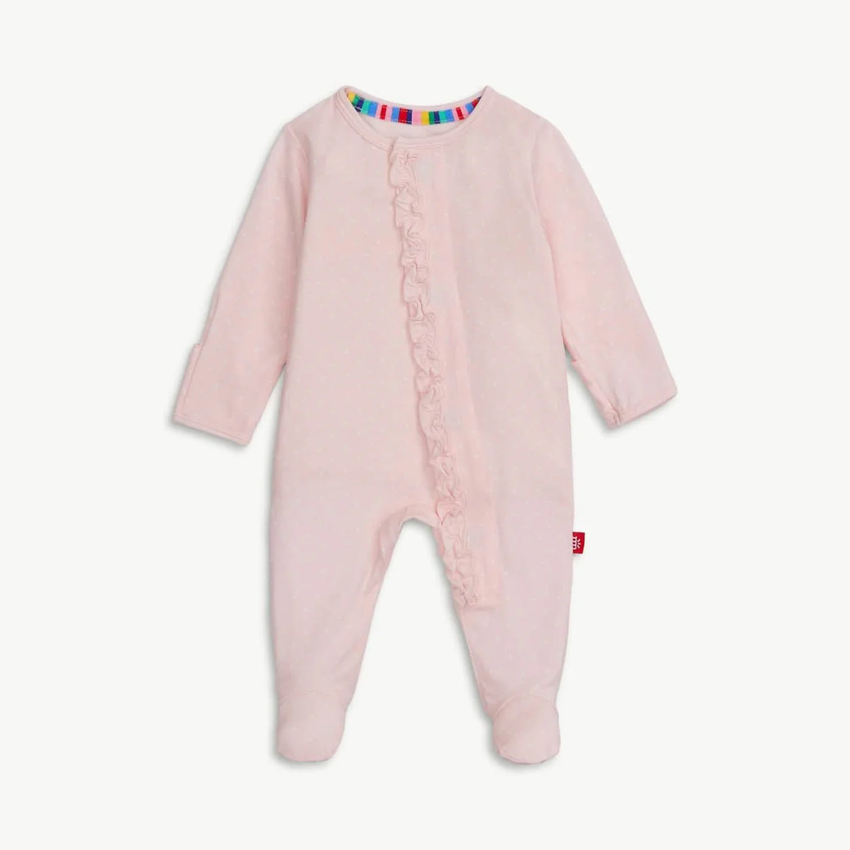 Magnetic Me Modal Magnetic Ruffle Footie / Pin Dot Pink