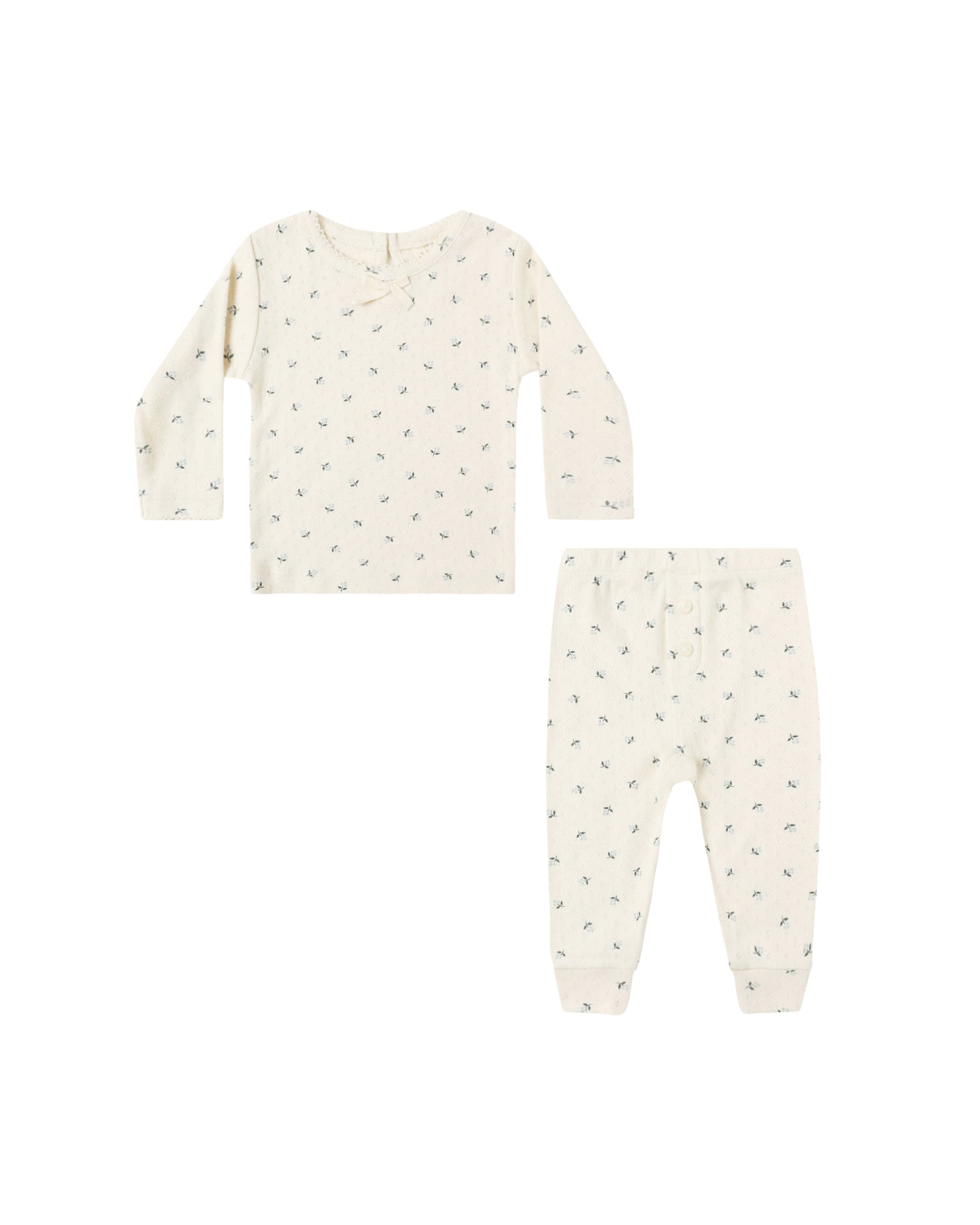 Quincy Mae Pointelle Tee & Legging Set / Natural