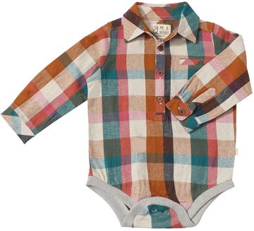 Me & Henry Jasper Woven Onesie / Rust Madras Plaid