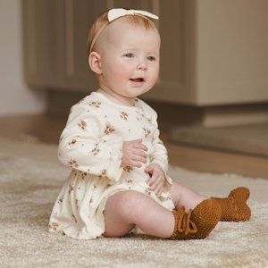 Quincy Mae Pointelle Skirted Bodysuit / Autumn Flora