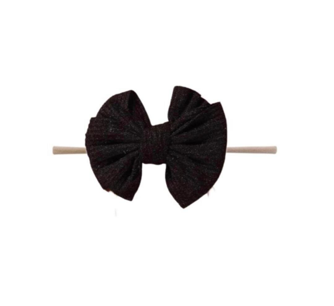 Ribbed Bow Headband - Black