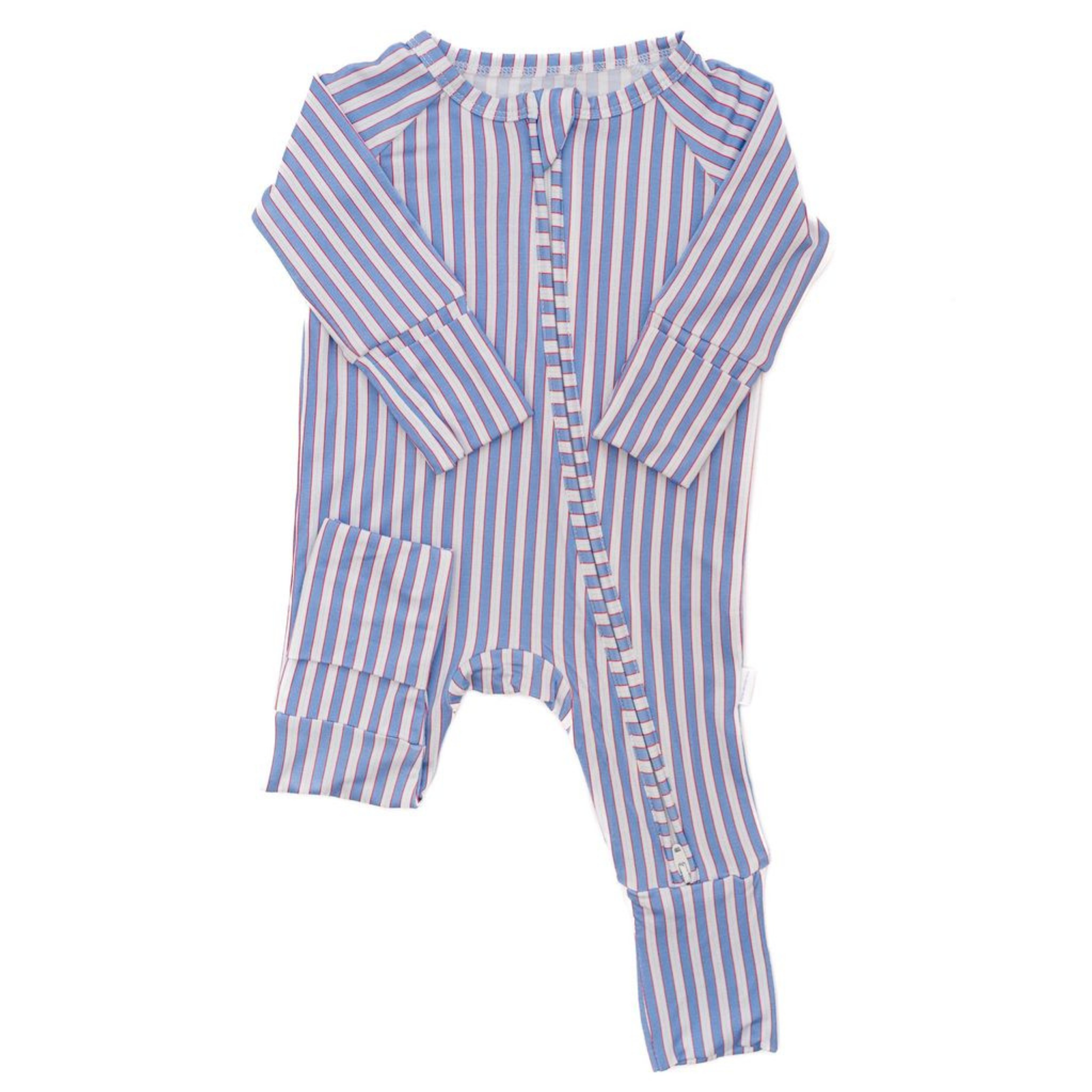 Convertible Zip Sleep Romper / Red & Blue Stripe