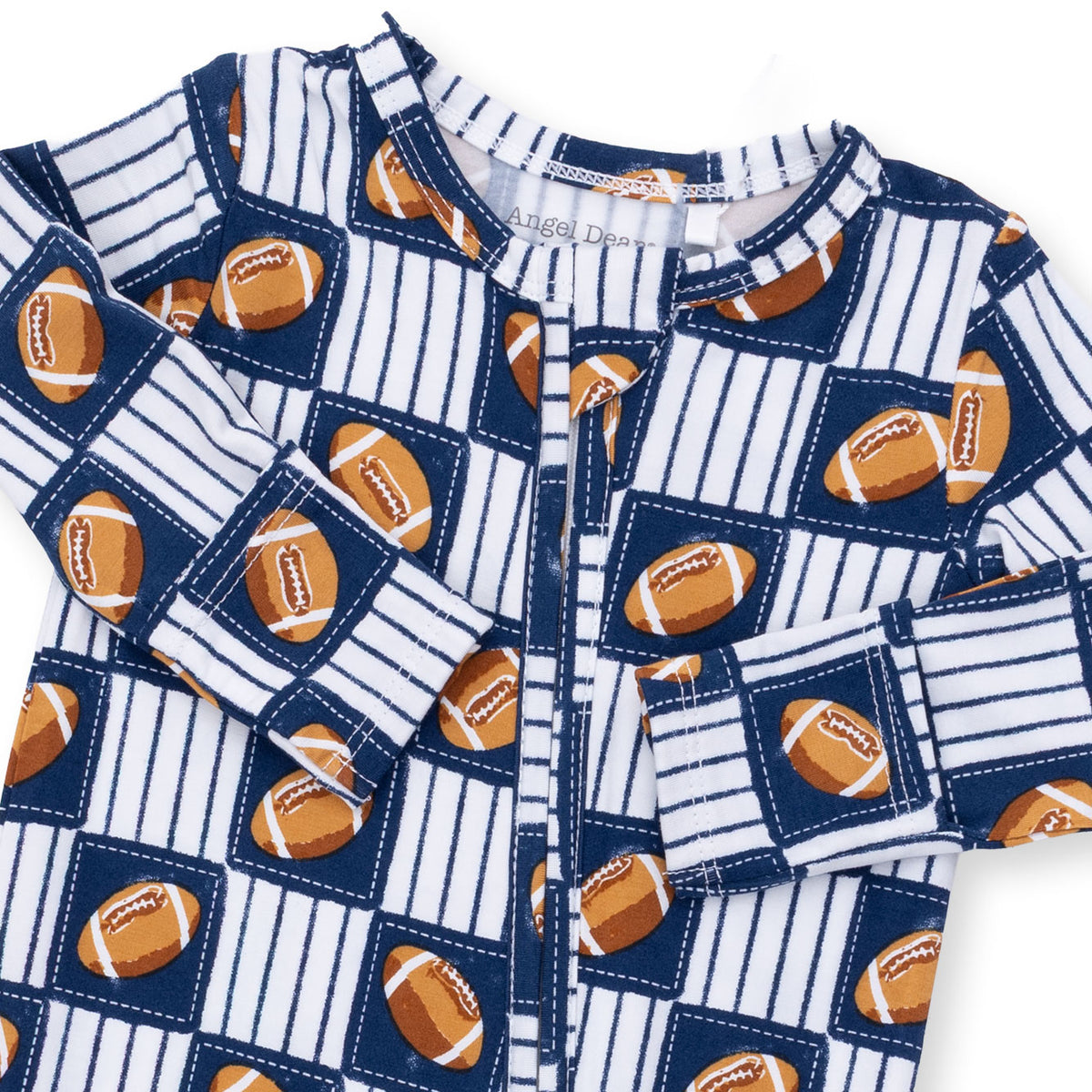 Football Patchwork 2 Way Zipper Footie
