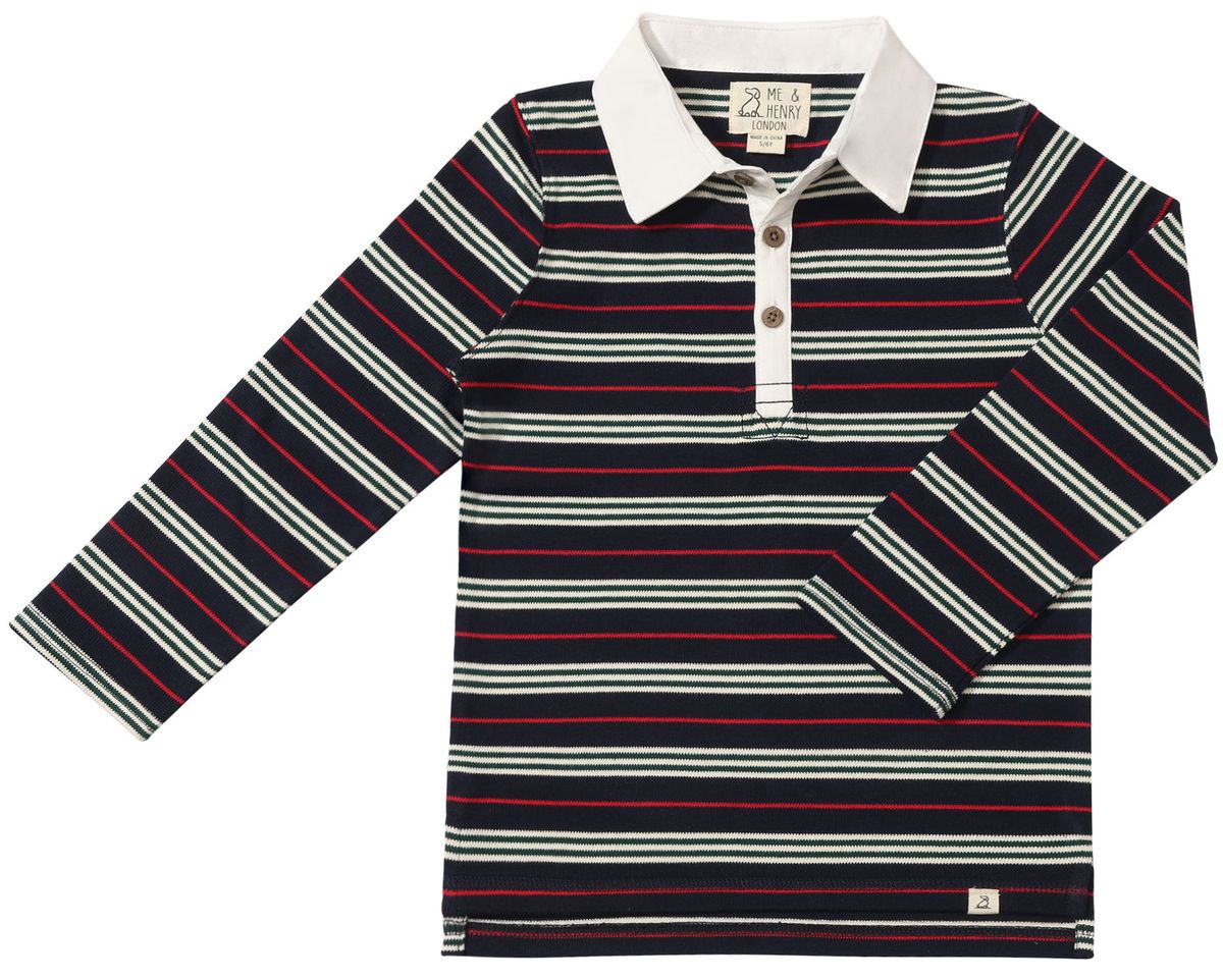 Me & Henry Rupert Rugby Long Sleeve / Navy & Red
