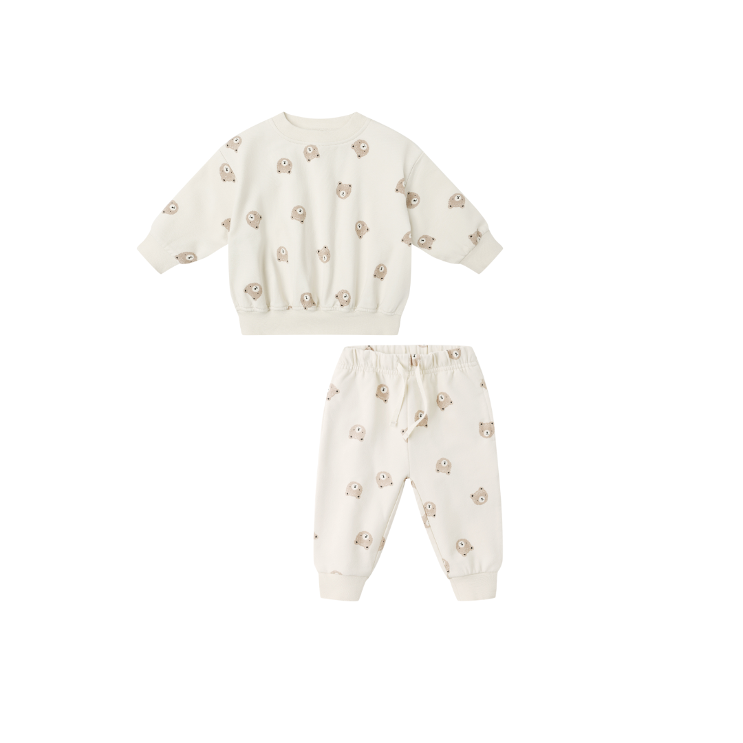 Quincy Mae Relaxed Sweatshirt Set / Brown Bear