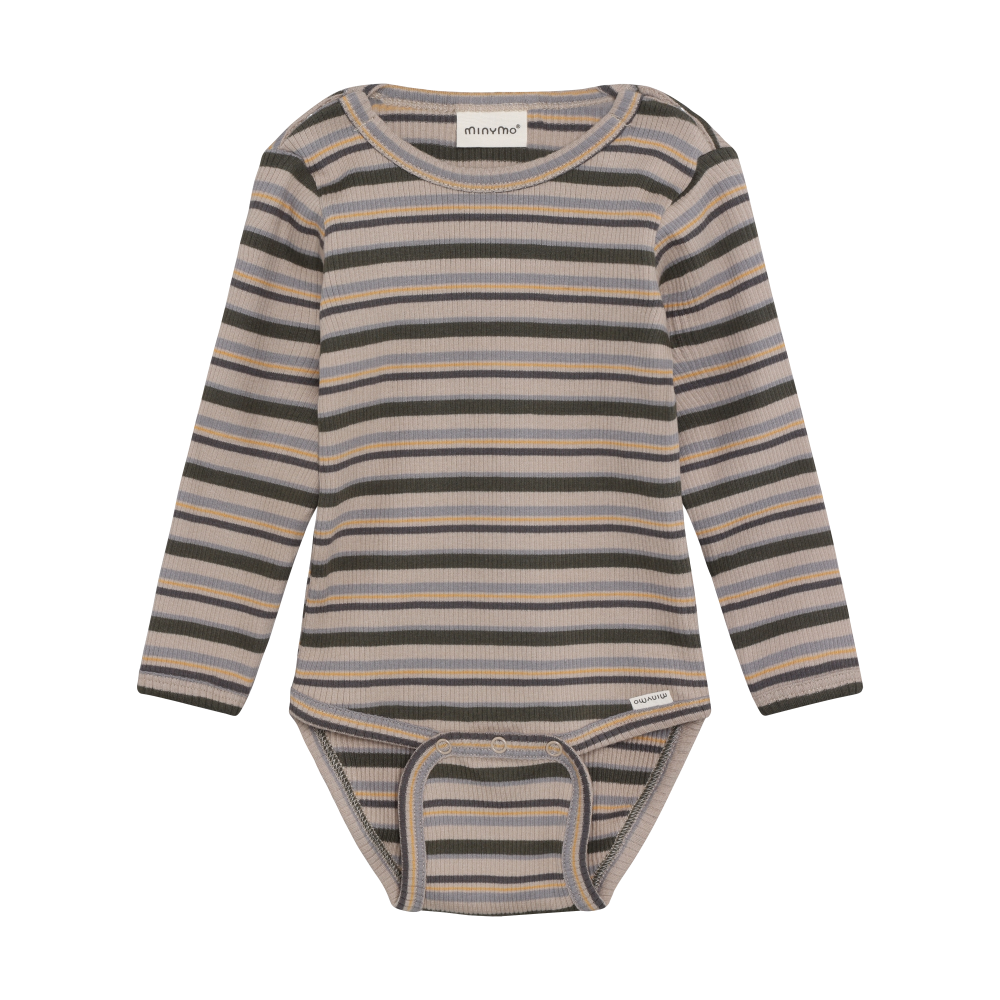 Minymo Ribbed Bodysuit / Olive Stripe