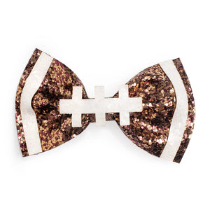 Glitter Football Bow Hair Clip