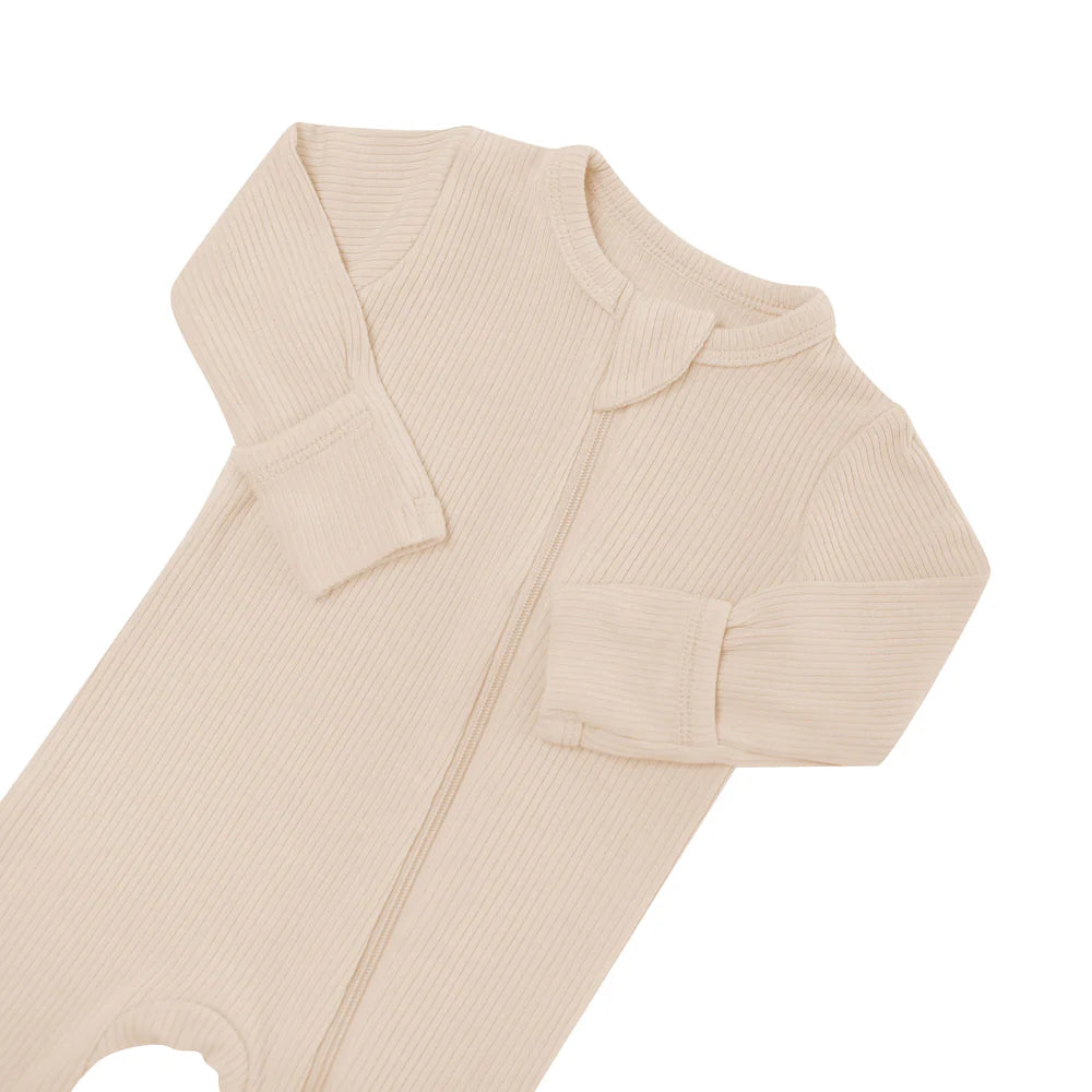 Kyte Baby Ribbed Zippered Footie / Bisque