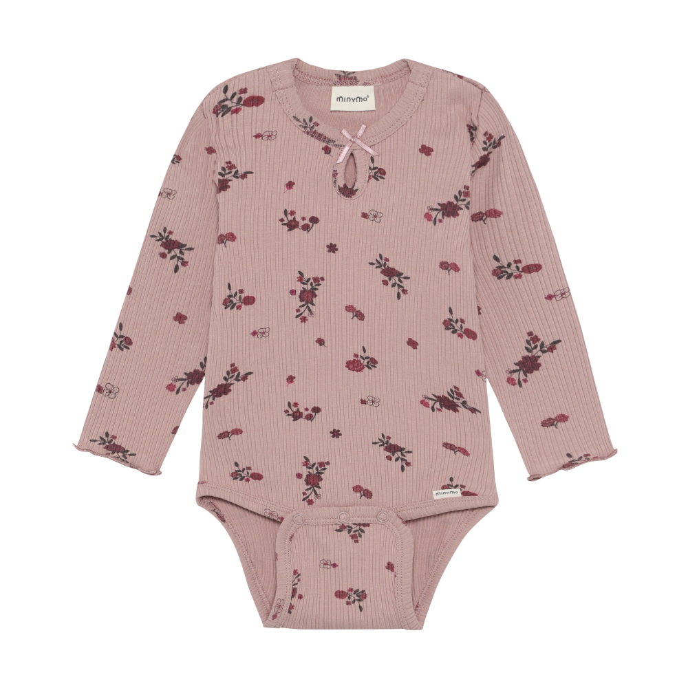 Minymo Floral Bodysuit / Fawn