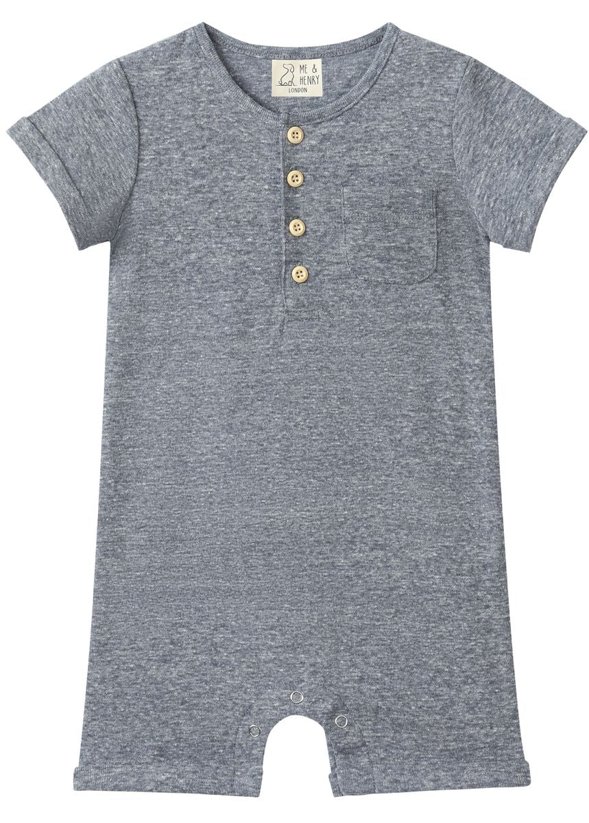 Me & Henry Camborne Henley Romper / Heathered Navy