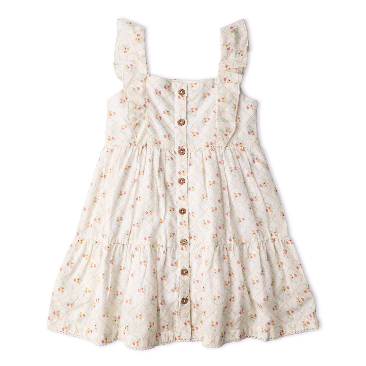 Organic Flutter Buttoned Tier Dress / Spring Weave