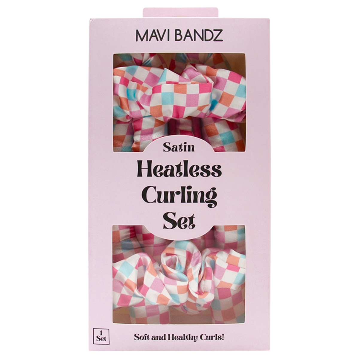 Check Satin Heatless Curling Set