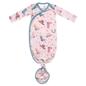 Copper Pearl Rib Knit Newborn Knotted Gown