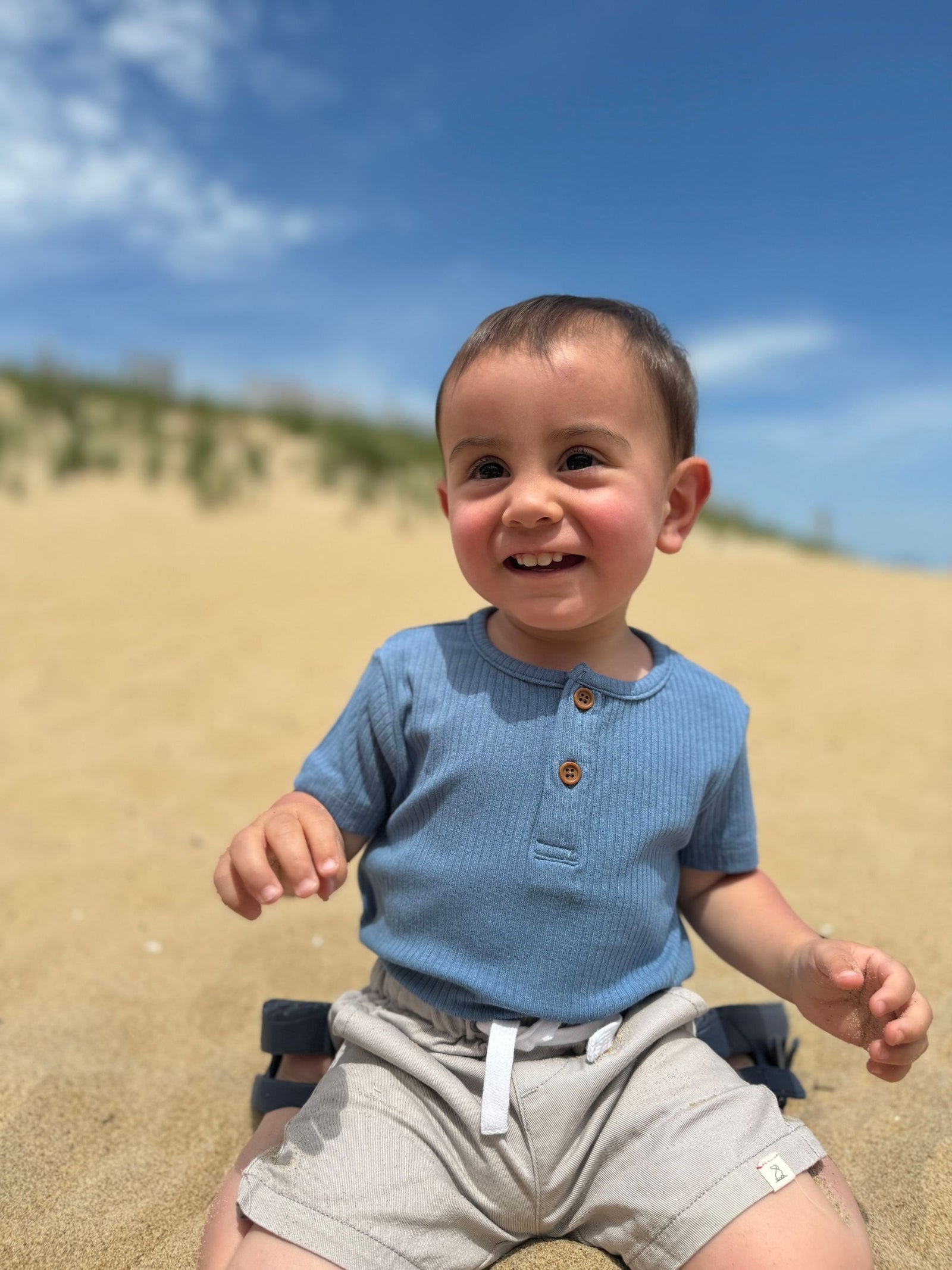 Me & Henry Jibe Onesie / Ribbed Blue