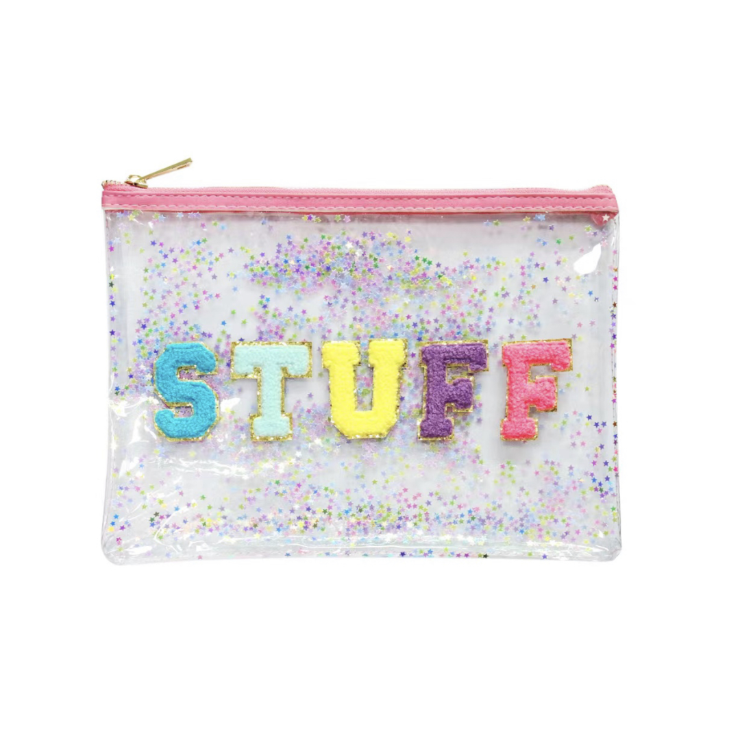 Varsity Clear Confetti STUFF Zip Bag