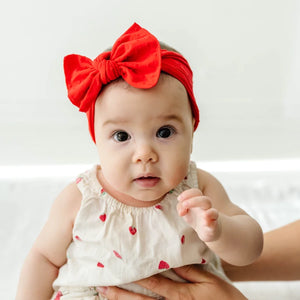 Baby Bling Patterned Shabby Knot Headband / Cherry Dot/Red Dot