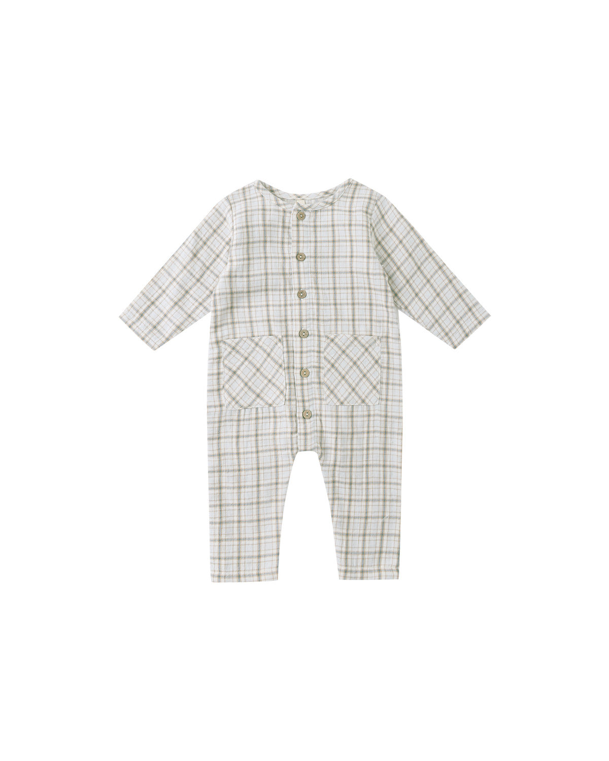Quincy Mae Pocketed Woven Jumpsuit / Blue Plaid