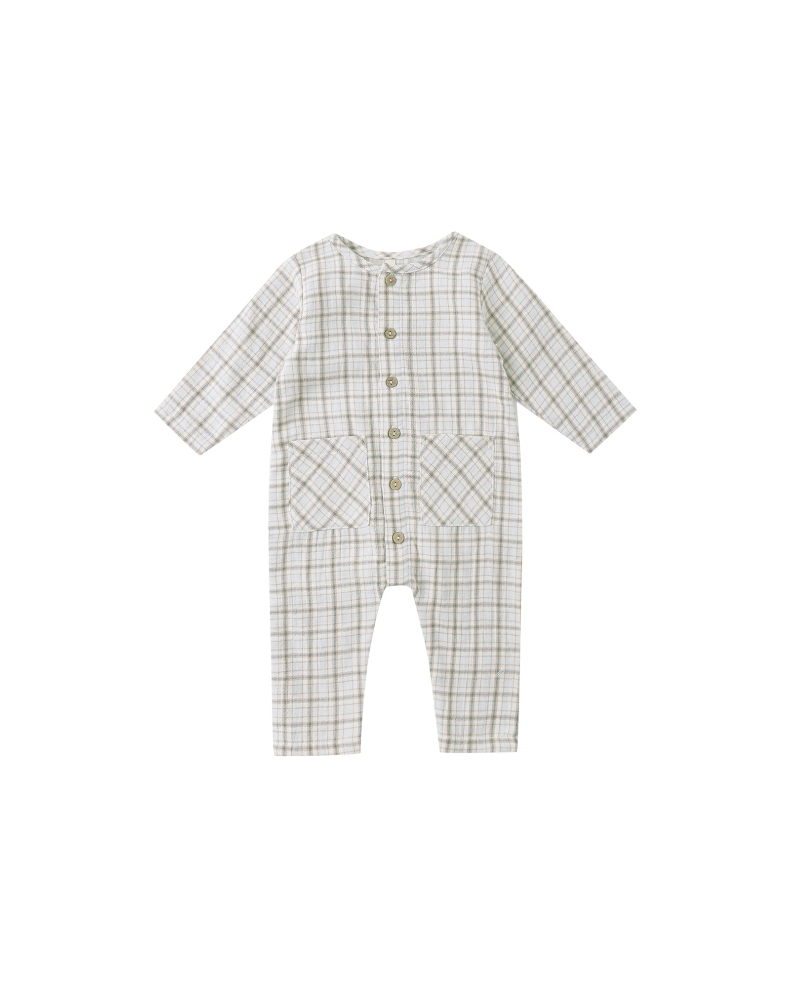 Quincy Mae Pocketed Woven Jumpsuit / Blue Plaid