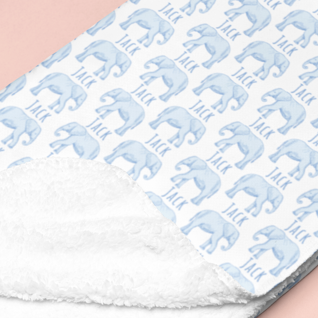 Sherpa-Lined Personalized Blanket | Elephants