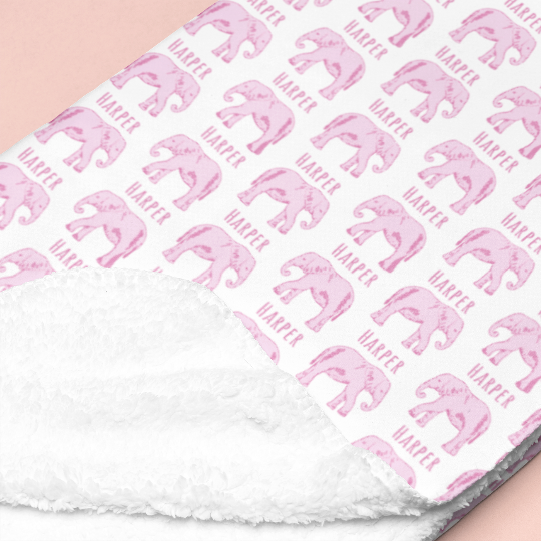 Sherpa-Lined Personalized Blanket | Elephants