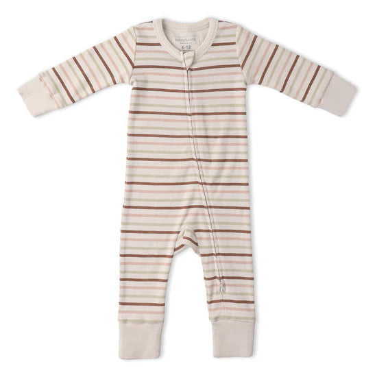 Organic 2-Way Zip Romper / Terra Stripes