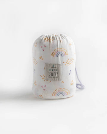 Little Unicorn Deluxe Muslin Quilted Throw (60"x72")  / Rainbows & Raindrops