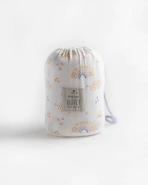 Little Unicorn Deluxe Muslin Quilted Throw (60"x72")  / Rainbows & Raindrops